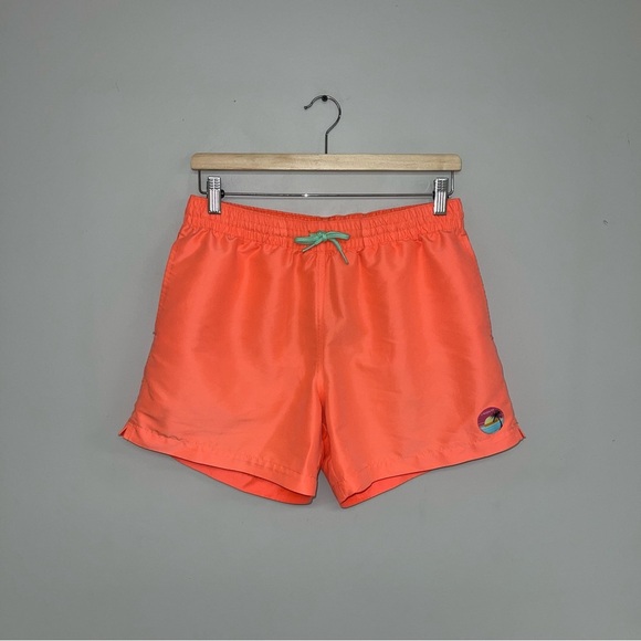 Chubbies Swim Trunks Men's Size Medium Neon Orange Bright Lined Shorts Swim - Picture 2 of 8